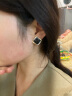KASIYU黑水晶菱形耳钉2024年新款潮耳饰水钻四方来财方块耳环 黑色 晒单实拍图