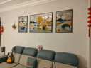 莫小邪客厅装饰画高档轻奢大气沙发背景墙挂画三联画现代简约墙上壁画鹿 H款 三联画 中间40*30+左右20*30布纹膜黑边 实拍图