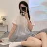 浪莎（LangSha）高级感睡衣女夏季精梳棉短袖开衫套装可外穿网红风薄款小众家居服 实拍图