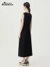 深呼吸DEEP BREATH女装休闲U领无袖慵懒长款高腰连衣裙A500327 黑 M (3) 实拍图