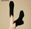 DAPHNE达芙妮短靴女秋冬加绒瘦瘦靴冬季新款女靴冬款棉靴英伦风弹力皮靴 黑色4cm 38 (240mm) 实拍图