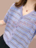 GHVX大码女装微胖t恤加肥加大夏季新款女2024胖mm新款上衣短袖针织衫 V领 2XL （建议135-150斤） 晒单实拍图