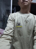 美罗邦（Meloban）长袖t恤男士纯棉春秋季宽松卫衣秋衣纯色打底衫男上衣服男装秋装 卡其色+黑色【2件装】100%纯棉 L【建议120-135斤】 实拍图