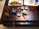 华厦弘泰黑檀木茶盘 整块 实木茶盘  功夫茶海 茶托 茶台 荷花鱼 双边雕鱼 乌檀木80x40x6边雕荷花双鱼 实拍图