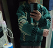 马登工装 美式复古雪尼尔圣诞毛衣男春季撞色加厚保暖打底套头针织衫 绿间条 宽松偏大 S 实拍图