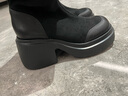 天美意鞋子女鞋商场同款粗跟增高显瘦弹力长靴女时装靴CPB80DG3 黑色 36 实拍图