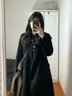 Aseblarm黑色毛呢大衣女外套西装2023冬季新款加绒加厚长款过膝赫本风大衣 黑色 加棉加厚 L 建议125-140斤 实拍图