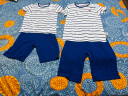 爱慕儿童（AIMER KIDS）男童夏季短袖睡衣套装A类经典轻薄透气莫代尔条纹家居服|兰精零 深蓝条纹+深蓝ZS1 130 晒单实拍图