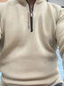 罗蒙（ROMON）半拉链卫衣男加绒加厚秋冬保暖休闲t恤男长袖立领男装打底衫外套 米色 加绒 2XL 180 实拍图