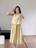 VEGA CHANG连衣裙女2025夏季新款假两件设计感休闲简约圆领背心裙 蜜蜡黄 L 实拍图