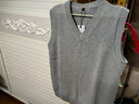 汉角 男士毛衣背心秋冬季加绒加厚保暖马甲无袖坎肩毛织纯棉V领内搭男 916浅灰色【不加绒】 XXL/180【135-150斤穿】 实拍图
