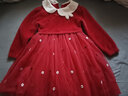 戴维贝拉（DAVE＆BELLA）女童连衣裙国风宝宝裙子洋气儿童网纱裙幼儿公主裙秋冬新年童裙 红色【现货】 120 cm（建议身高110-120cm） 实拍图