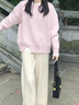 可茵休闲裤女装套装2025年秋冬新款小个子慵懒风穿搭针织毛衣阔腿裤子 9697粉色毛衣+阔腿裤 L 实拍图