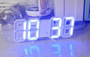 迪乐猫ins简约台式3D数字钟LED电子时钟usb插电挂墙立体闹钟 蓝灯 白色外壳+USB线（挂钩） 实拍图