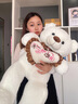 欣欣龙毛绒玩具大熊泰迪熊公仔布娃娃玩偶抱枕送女友情人节礼物 抱心熊白色开心每一天 80厘米【+玫瑰花】 实拍图