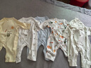aqpa【195g新疆棉】新生婴儿连体哈衣春秋纯棉衣服宝宝和尚服0-6 白底彩虹精灵+浅黄底小鹰 59cm 实拍图
