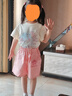 真维斯童装女童夏季套装2025新款儿童纯棉短袖T恤时尚中大童休闲花苞腰短裤 杏/J油画郁金香-粉/J小粉花K 120 实拍图
