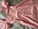 太平鸟夏季法式气质连衣裙v领暗纹泡泡袖高腰甜美长裙 粉色 M 实拍图