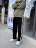 POUM休闲裤男春夏季宽松侧边条纹直筒阔腿裤子港风高街痞帅卫运动长裤 SPH-K13黑色【常规】 XL 实拍图
