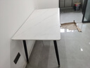 曼丘岩板餐桌家用轻奢现代简约小户型饭桌客厅长方形大理石餐桌椅组合 哑光白27mm（单桌）其他颜色留言 1.3m *宽70cm 实拍图