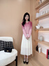 香影百褶裙半身裙女中长2026春季新款白色裙子垂感高腰显瘦a字裙 米白 S 实拍图