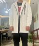 旅耀冬季加绒加厚中长款连帽大码风衣男士胖子大衣学生宽松保暖长外套 白色 2XL 建议135-155斤左右 实拍图