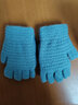 栀锦韩版时尚儿童手套冬季保暖翻盖半指写字手套男女孩针织加厚手套 海蓝色 6-12岁 实拍图