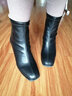 九寸阳光靴子女2026新款韩版超火厚底黑色方头粗跟短靴春季法式高跟瘦瘦靴 黑色 单层 7CM高跟 36 实拍图