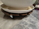 九千谷移动花盆托盘 圆形40cm木质条纹滚动万向轮花盆托盘底座 黑轮7703 实拍图