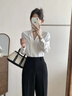 伯德小姐白色衬衫v领职业装女西装内搭上衣正装面试通勤日常雪纺衬衣 实拍图