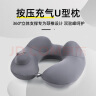 赟娅旅行按压u型充气枕便携式舒适护脖颈枕出差长途飞机吹气午睡靠枕 【驼峰款】亲肤银狐绒-灰色 实拍图
