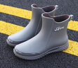 木清清时尚雨鞋男款中筒雨靴防滑耐磨厨房工作胶鞋男士洗车钓鱼劳保水鞋 灰色 42 实拍图