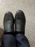 老人头男鞋春秋季商务休闲皮鞋男厚底防滑套脚中年爸爸鞋真皮加绒特大码 黑色加绒款 40 实拍图