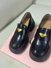他她（TATA）邢菲同款侦探家英伦厚底乐福鞋女鞋小皮鞋加绒单鞋秋 7OL29CA4黑色（一脚蹬款-宽版） 38 实拍图