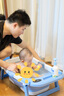 小哈伦 婴儿洗澡盆浴桶可对折浴盆坐躺宝宝可折叠幼儿新生儿感温亚瑟蓝 实拍图