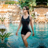 361°游泳衣女士连体宽三角专业运动显瘦黑色露背遮肚保守温泉泳装 晒单实拍图