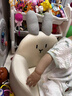 ZRYZ儿童沙发宝宝婴幼儿卡通可爱小沙发幼儿园阅读角靠背学坐小椅子 【科技布】小号米色兔子 海绵 实拍图