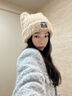 原谅色甜美可爱小熊毛绒针织帽子秋冬季护耳保暖防寒显脸小百搭毛线帽潮 卡其色 实拍图