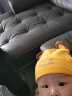 婴幼儿帽子春秋3-6-12个月男女宝宝套头帽棉布可爱萌百天睡觉胎帽 小熊双角桔色套 1-12个月38-46cm 实拍图