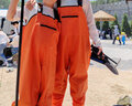 熊火女士下水裤赶海装备大人水裤下半身涉水服全身防水雨裤带雨鞋连体 女款橘红色下水裤【3D修身】 39码 实拍图