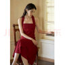 独束大码女装法式气质吊带连衣裙夏装新款红色方领中长款优雅裙子 勃艮第红 3 晒单实拍图