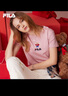 斐乐（FILA）官方女士短袖T恤夏印花运动女装针织短袖套头衫小熊T刺绣上衣 麦町粉-PK XL 175/92A 实拍图