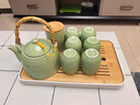 古笙记 青瓷茶具套装家用茶壶茶杯景德镇陶瓷现代简约中式大号提梁壶 青瓷茶具（1壶+6杯+储水盘） 实拍图