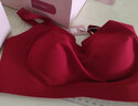 ubras提托侧收大杯背勾文胸细肩带大胸显小女士内衣女聚拢胸罩丝绒红XL 实拍图