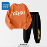 真维斯（Jeanswest）真维斯男童套装春装大童儿童两件套秋冬外穿2025男孩加绒保暖衣服 【春秋套装】南瓜橘黑色xcbnd19 140 实拍图