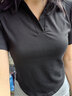 妙奕嘉polo衫女正肩短袖上衣夏季新款女装衣服高腰短t恤小个子修身半袖 polo领短款T恤【黑色】 L 【建议 95-110斤】 实拍图
