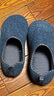 邦有道保暖老人月子防摔棉拖鞋包跟日式无声冬季居家室内月子鞋防滑男女 泰迪绒宝蓝色 47-48 建议46-47-48码穿 实拍图