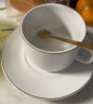 Edo咖啡杯套装描金白色磨砂140ml茶杯办公室陶瓷咖啡杯【杯碟勺】 实拍图