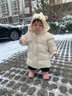 鸭鸭儿童羽绒服2023新款女童宝宝洋气中长款加厚保暖小童装冬季外套YD 米白色 90cm 实拍图