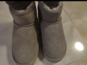 天美意靴子女商场同款厚底短靴休闲保暖女雪地靴CNA41DD3 灰色 37 实拍图
